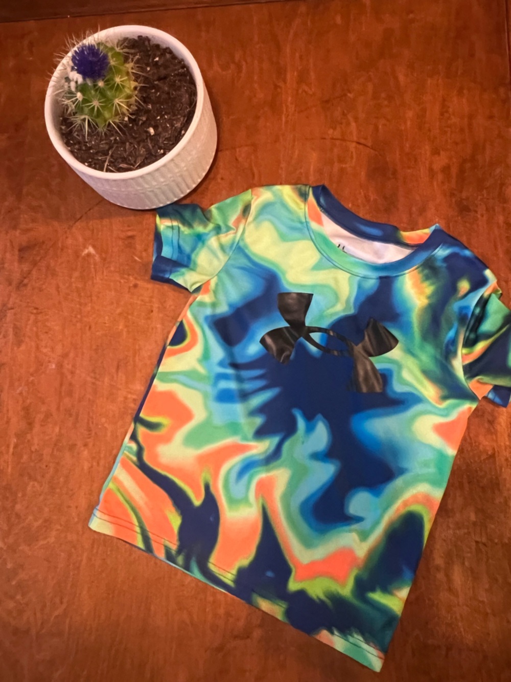 Under Armour Boys Tie Dye T Shirt 4T Multicolor Athletic Graphic Tee